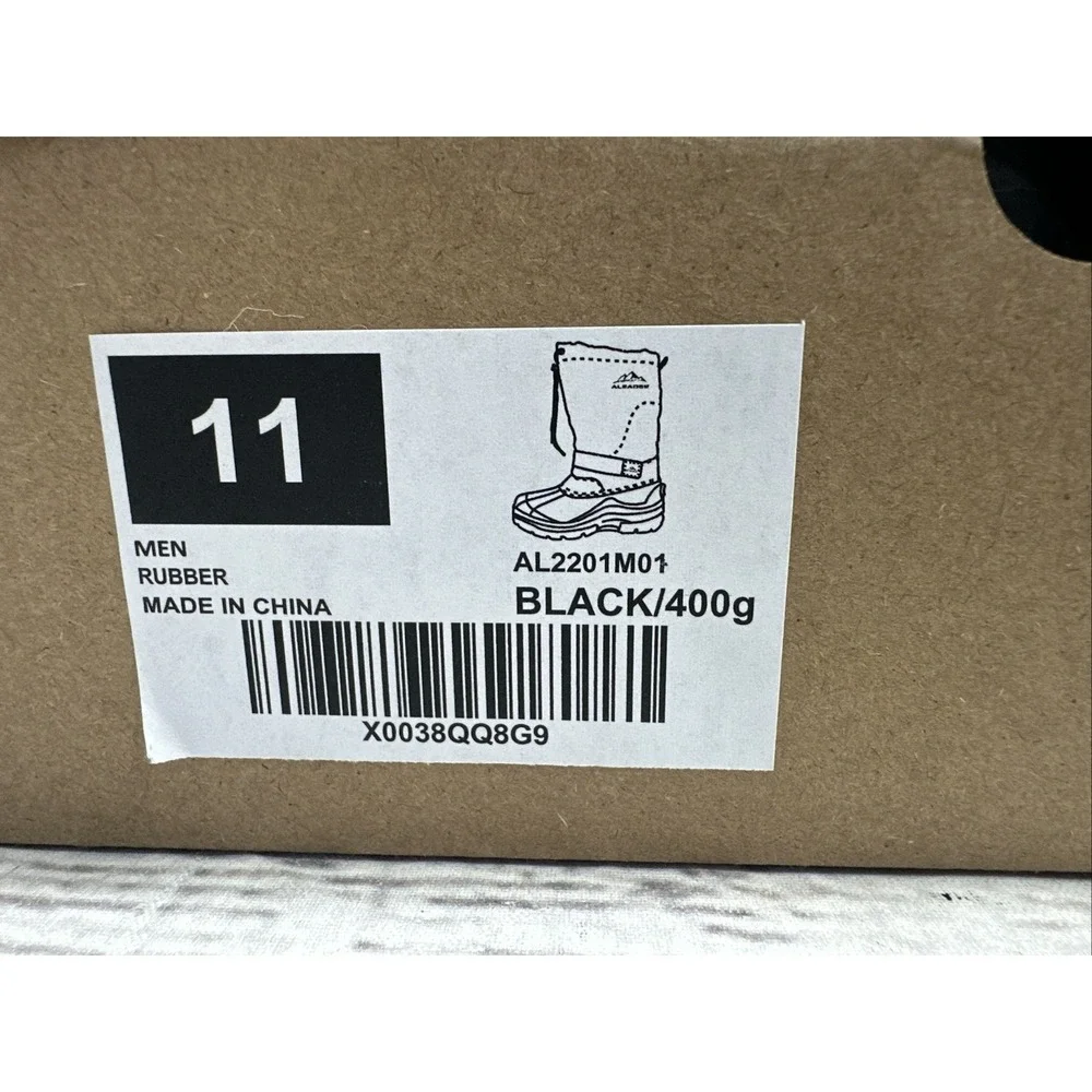 ALEADER Men's Insulated Waterproof Winter Snow Boots Black Size 11 NIB NEW